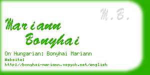mariann bonyhai business card